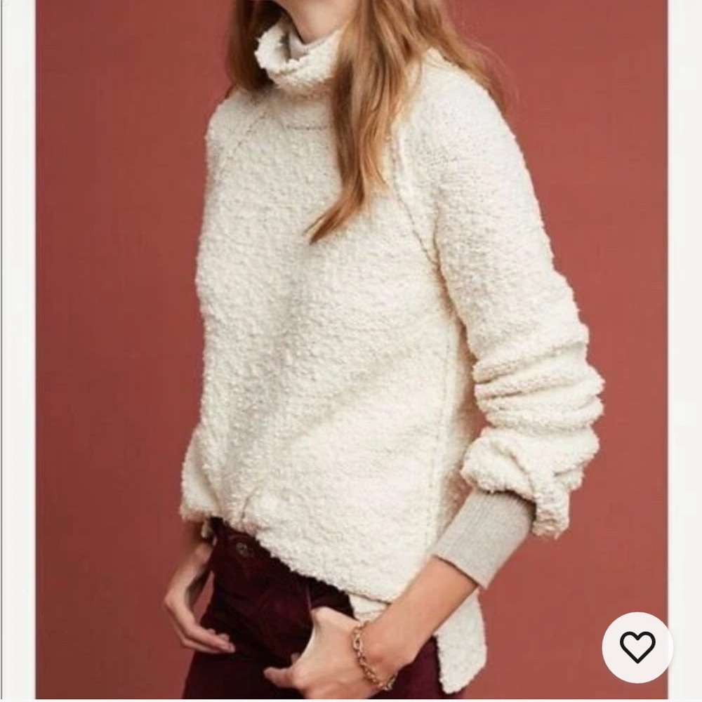 Moth Anthropologie Nubby Turtleneck Juliette Chunky Boucle Sweater